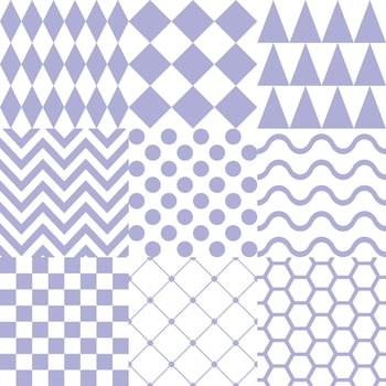 Seamless background with various geometric patterns in purple vector