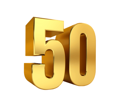 fifty, 3d golden number 50, anniversary, birthday, price png