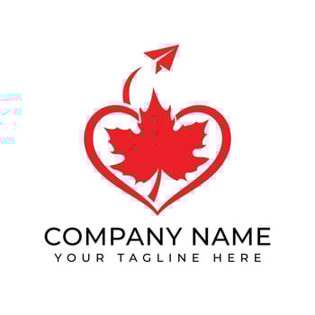 Canada Travel Logo Design Vector Illustration. Canadian Aviation Vector Logo Design. Maple Leaf Travel Logo. Maple Leaf Emblem Vector.