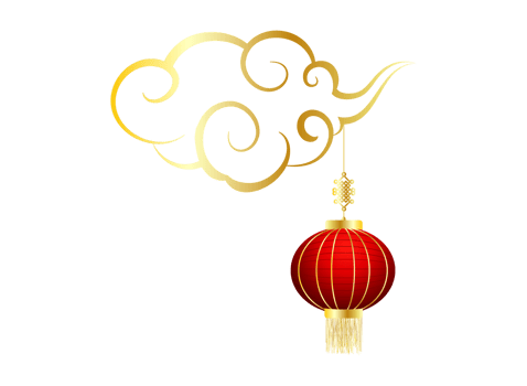 Chinese new year lanterns and cloud png