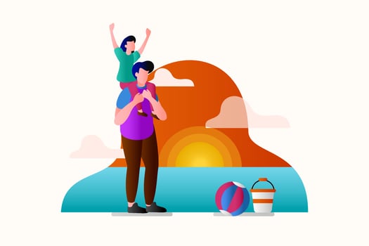 Cute Son Sitting on Father Shoulder vector