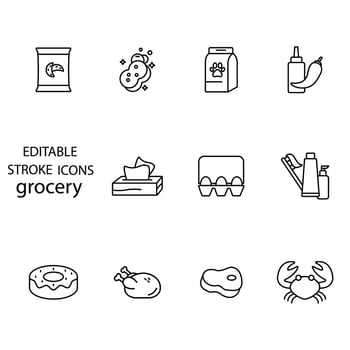 grocery icons set . grocery pack symbol vector elements for infographic web