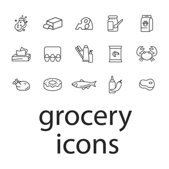 grocery icons set . grocery pack symbol vector elements for infographic web
