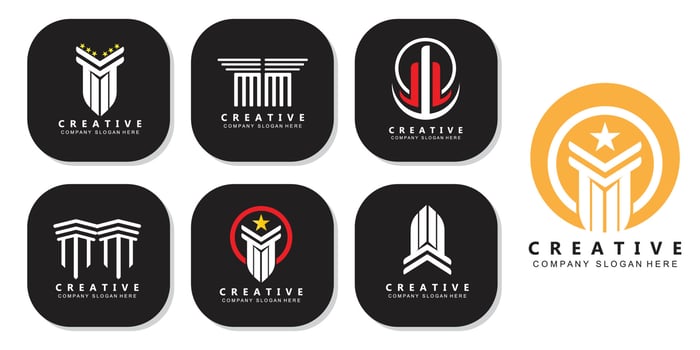 Building column pillar logo design, building structure vector illustration