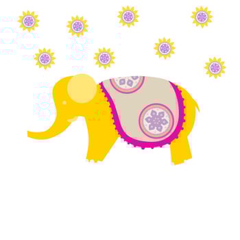 Vector illustration of elephant holi graphics. An elephant in makeup for holi celebrations in India. perfect for holi day symbols and holi day celebration posters.