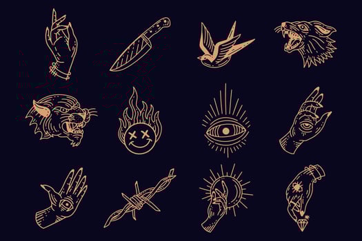 Set collection mystical celestial clipart symbol space doodle esoteric magic elements vintage illustration vector