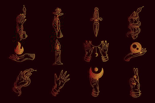 Set collection mystical celestial clipart symbol space doodle esoteric magic elements vintage illustration vector