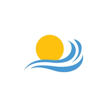 sunset beach logo icon design template vector
