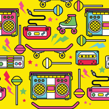 90's Stuff Seamless Pattern vector