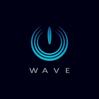 Wave Surfing power button Logo vector