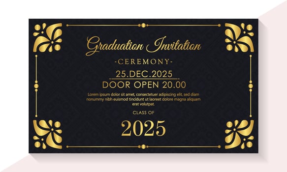 Elegant dark graduation invitation template vector