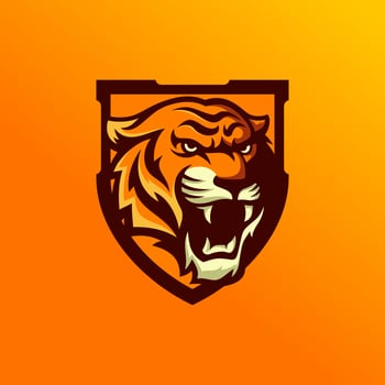 illustration of tiger head for sports and gaming logo vector