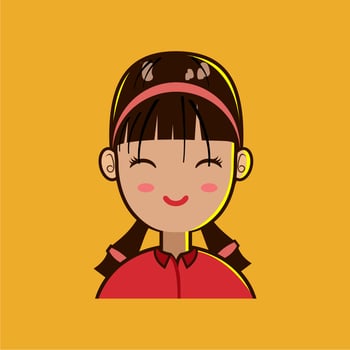 illustration of cute girl with tied hair vector