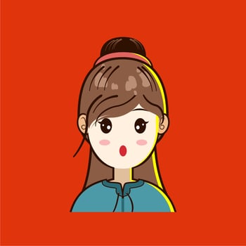 illustration of cute girl with tied hair vector