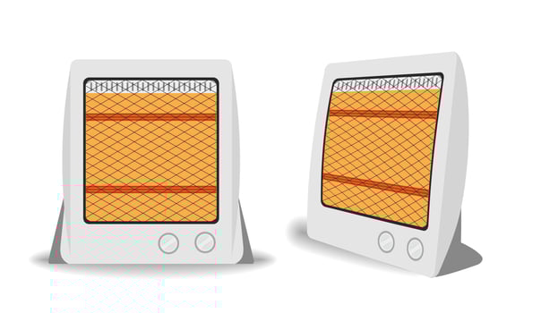 Air heater infrared orange glow Heating ventilation and air conditioning Vector illustration