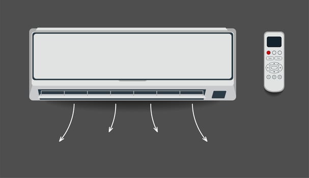 White air conditioner isolated Heating ventilation and air conditioning Vector illustration in flat