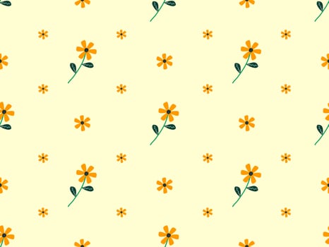 flower cartoon character seamless pattern on yellow background. vector