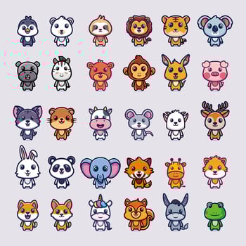 Set of animal mascot design vector
