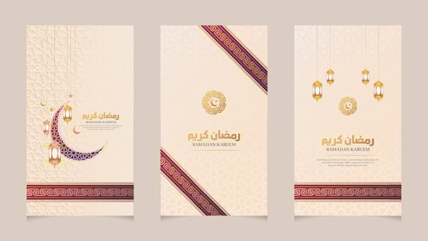 Ramadan Kareem White Islamic Realistic Social Media Stories Collection Template vector
