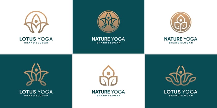 Nature yoga logo collection with unique concept Premium Vector