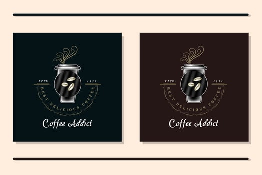 Coffee shop logo template, natural abstract coffee cup with steam, coffee house emblem, Vintage cafe logotype vector
