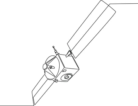 Continuous one line drawing of a Satellite Icon. Single line draw design vector graphic illustration.