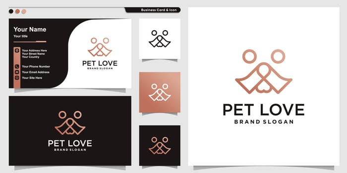 Pet love logo abstract with love line concept Premium Vector