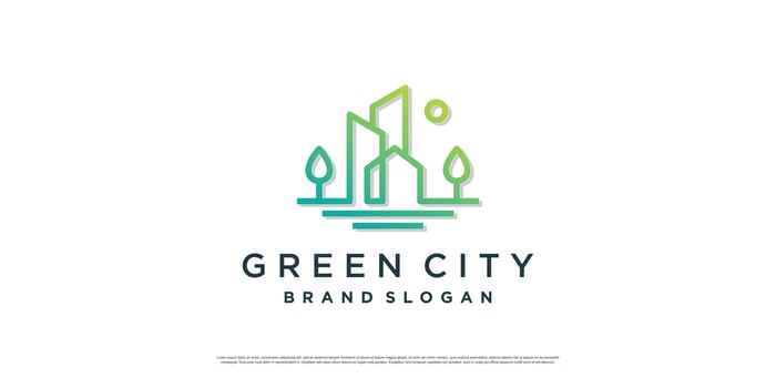 Green city logo template with modern concept design Premium Vector