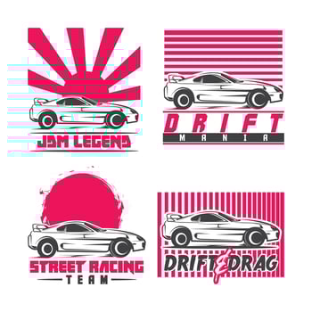 japanese racing drift car logo. vector