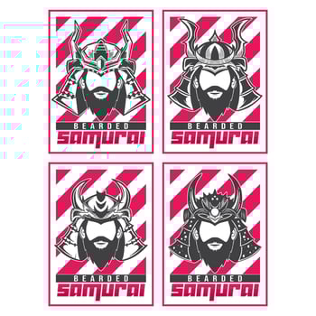bearded samurai logo black and white vector
