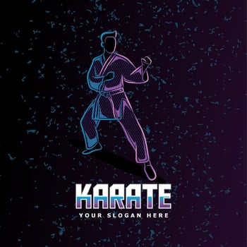 karate stance neon line art style perfect for poster, banner, landing page, tshirt, and other merchandise vector