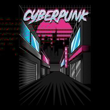 cyberpunk city illustration, perfect for street wear, tshirt, hoodie, poster, etc vector