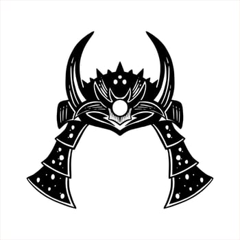 hand drawn sketch of a samurai helmet dark version. vector