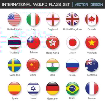International World Flag icon set in Circle , vector Design Elemant illustration