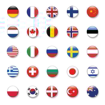 International Flag set in Circle , vector Design Elemant illustration