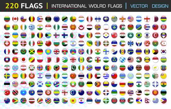 220 international Flag set in Circle , vector Design Elemant illustration