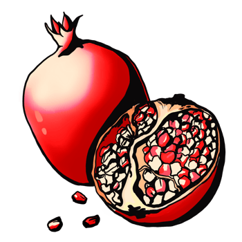 red pomegranate and half a pomegranate png
