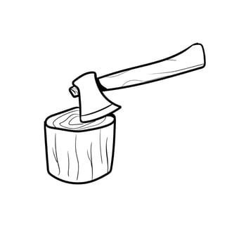 wooden ax doodle art vector