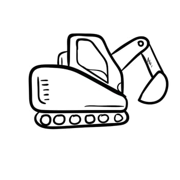 excavator digger doodle art vector