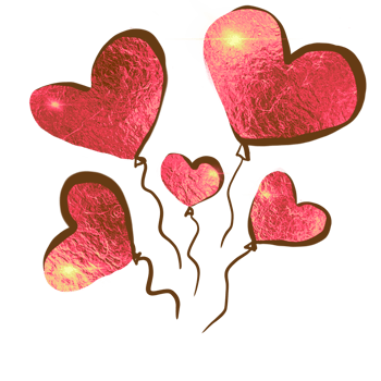 glitter multicolored  balloons  heart form png