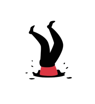 Illustration of a man falling into a pit. vector