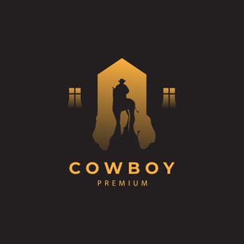 cowboy and horse illustration  logo vector icon symbol abstract