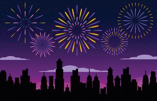Firework On Top The Building Background vector