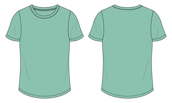 Short Sleeve t shirt Technical Fashion flat sketch Vector illustration Green color template for Ladies.