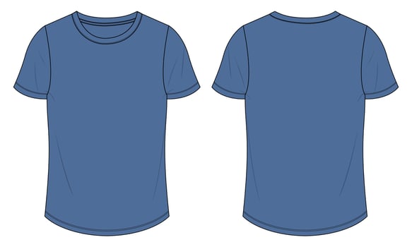 Short Sleeve t shirt Technical Fashion flat sketch Vector illustration navy blue color template for Ladies.