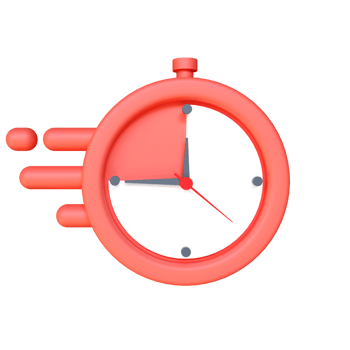 Stylized Circle Clock Icon. Minimal alarm, clock ringing, speed time icon, fast and quick. 3d rendering illustration png