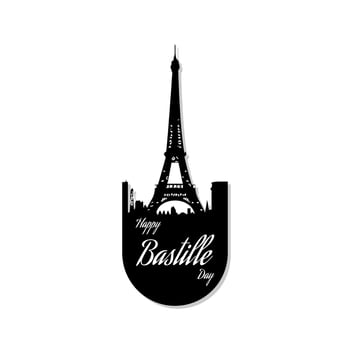 Silhouette creative vector Illustration, Card, Banner Or Poster For The French National Day. 14 july. Happy Bastille Day.