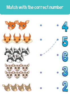 Worksheet design for matching numbers vector