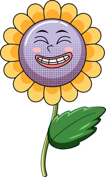 A flower cartoon character on white background vector