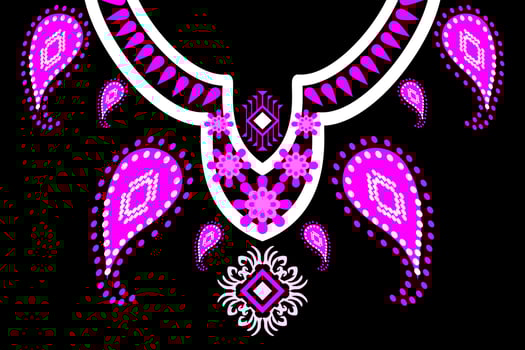 Geometric Ethnic oriental pattern traditional .Floral necklace embroidery design for fashion women.background,wallpaper,clothing and wrapping. vector